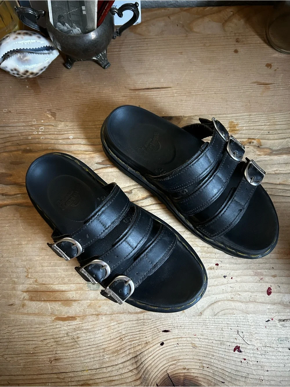 Dr. Martens Black Triple-Buckle Platform Sandals